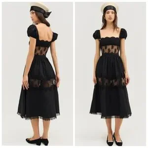 For Love & Lemons Liya Lace Midi Dress
